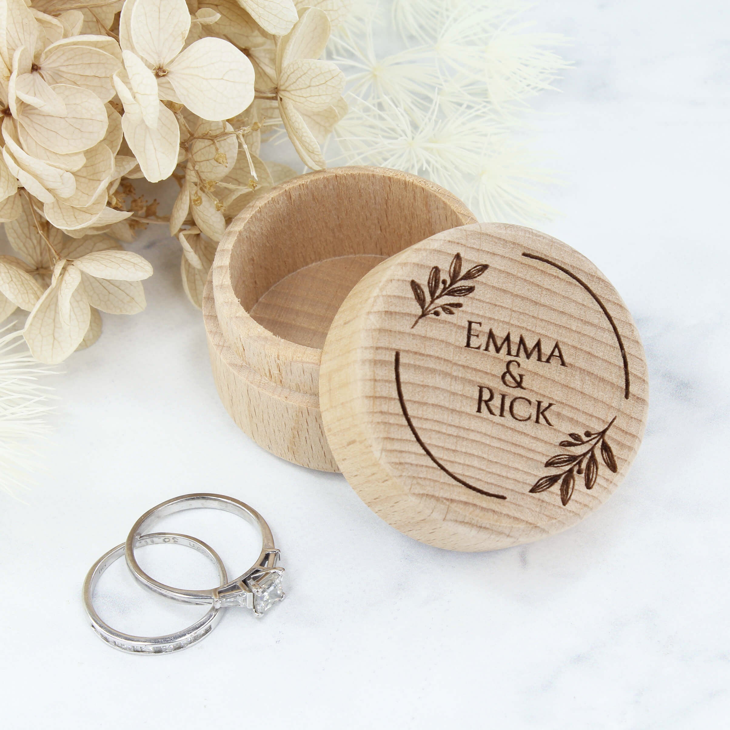 Personalised Wooden Wedding Ring Box – Meridian Etch