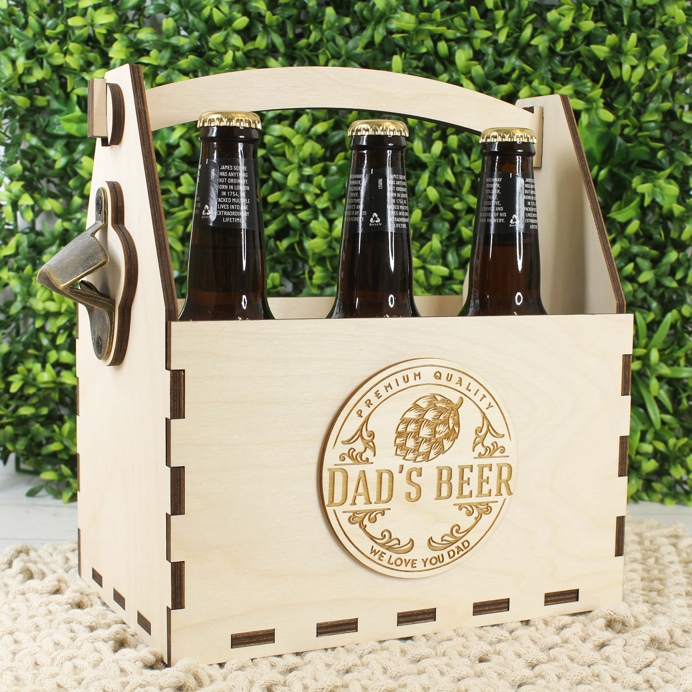 Wooden Beer Caddy Beer Lover Gift Meridian Etch