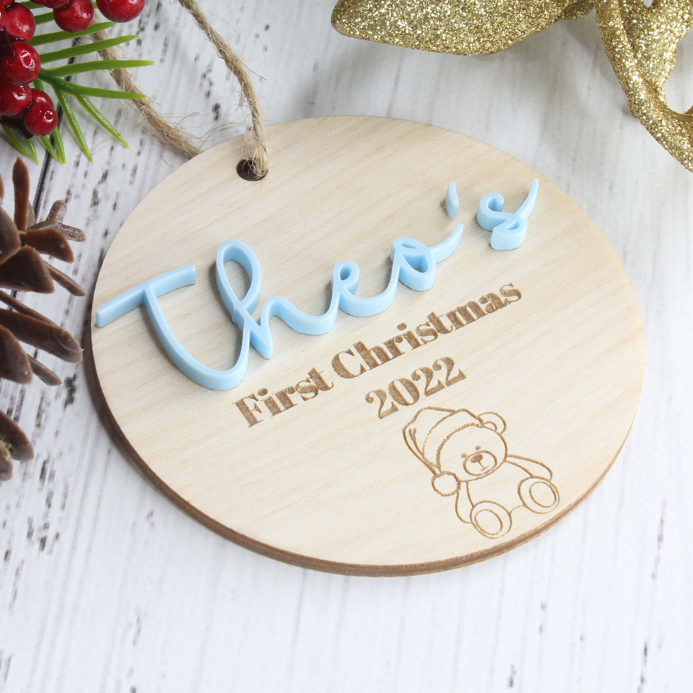 Wooden 1st christmas ornament