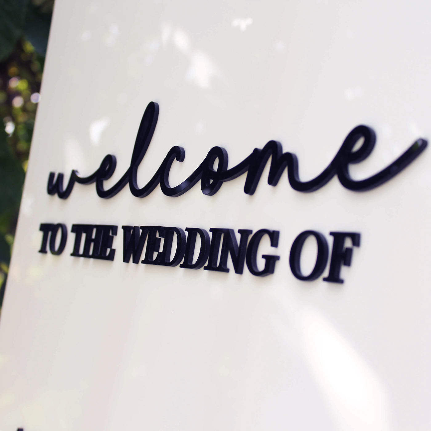 white wedding sign