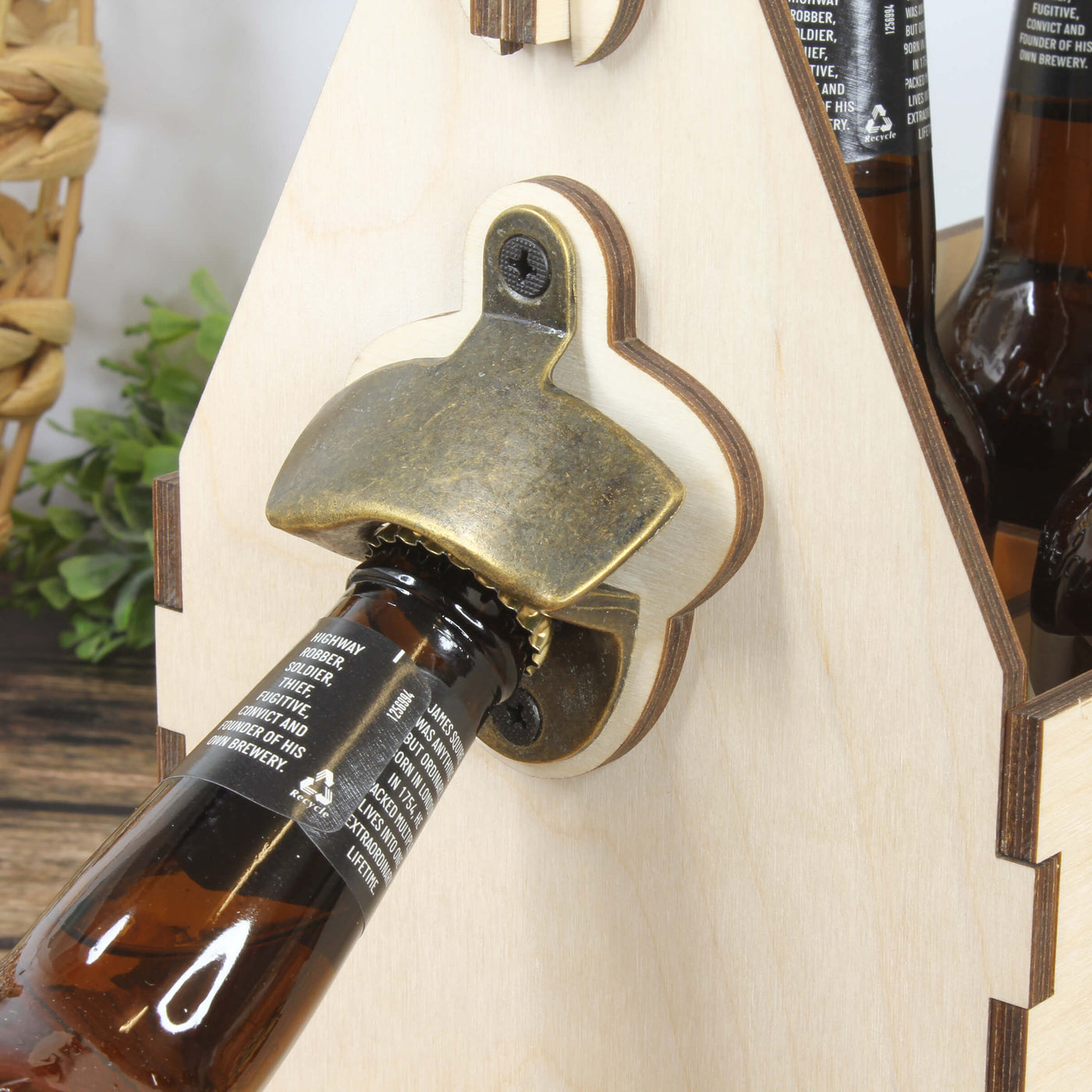 wooden beer caddy