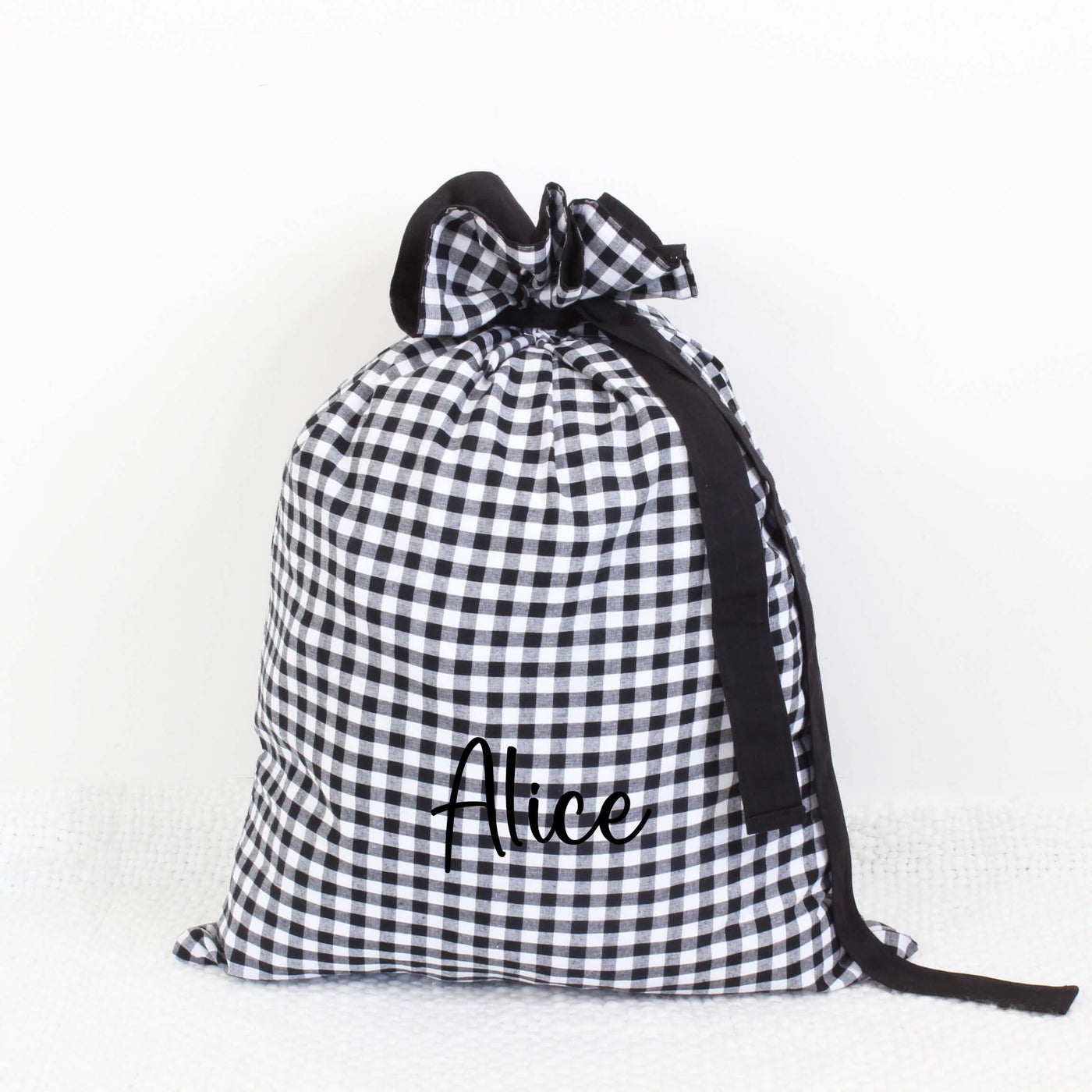 black personalised santa sack