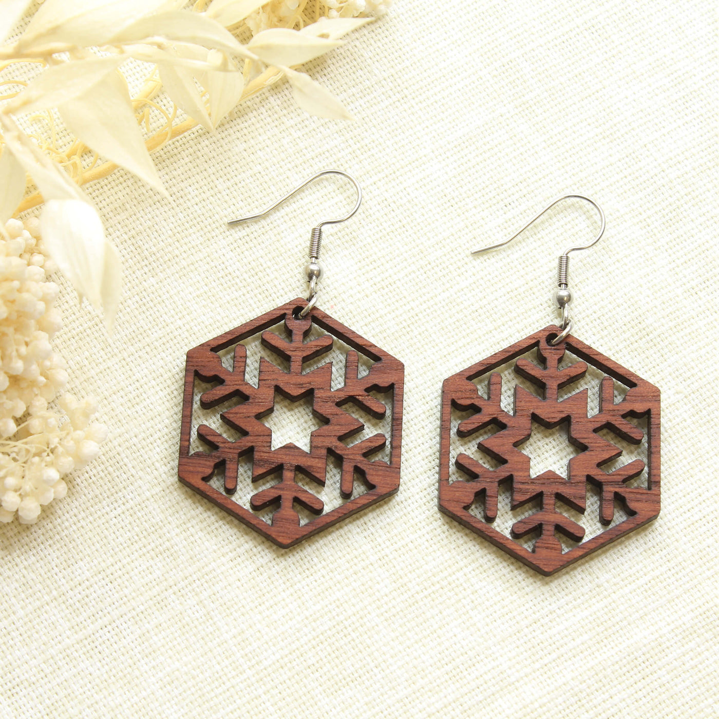 Hexagon Snowflake Earrings