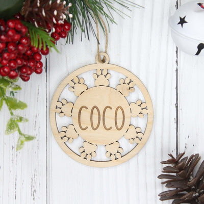 personalised wooden christmas pet ornament