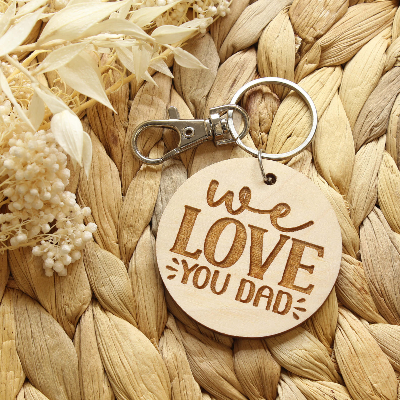 wooden keyring for dad