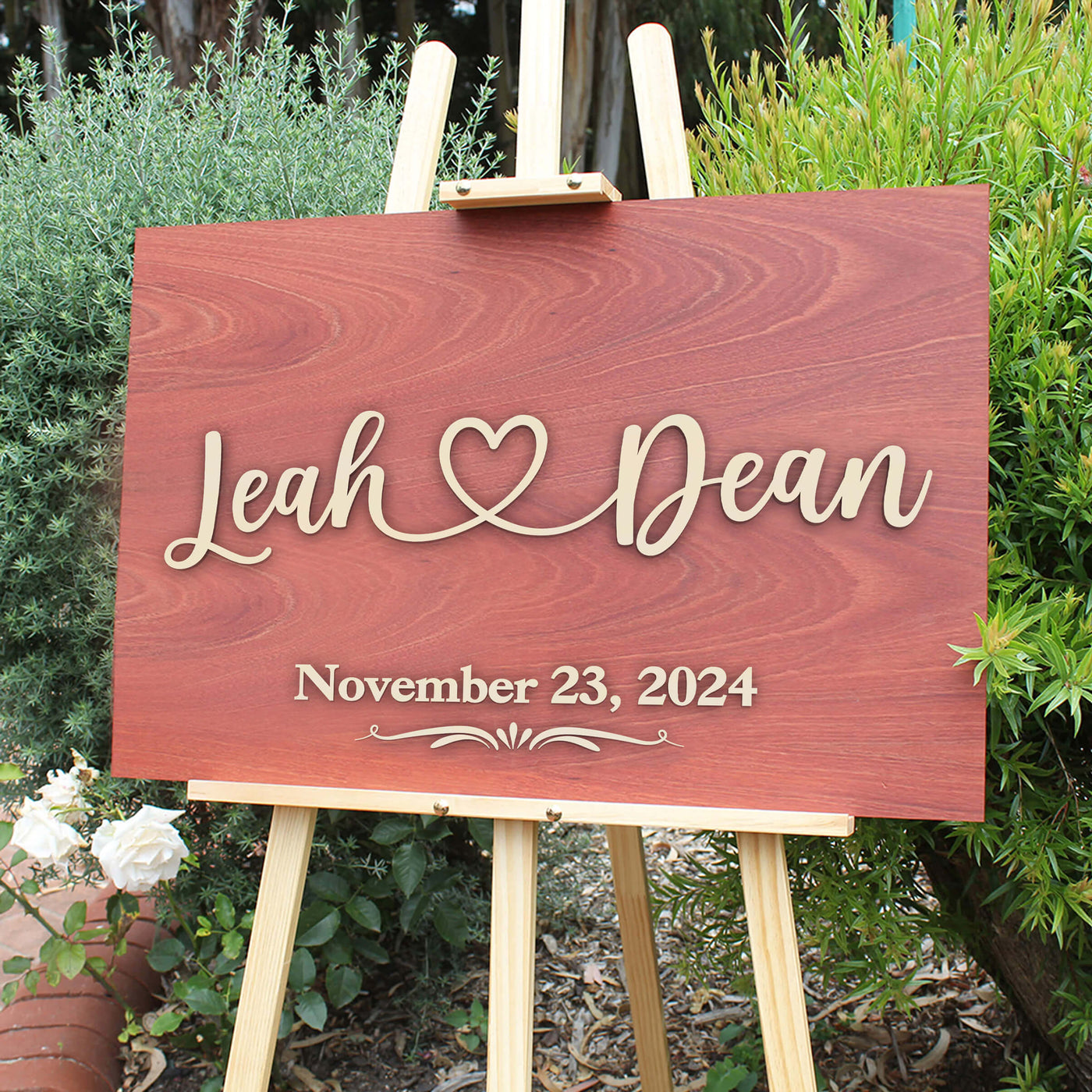 wooden wedding welcome sign