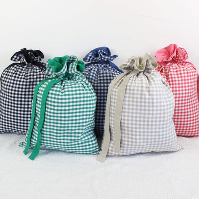 Santa Sack - Beige Gingham - Initial