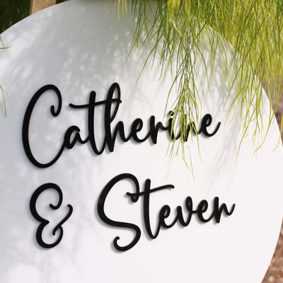 round wedding sign