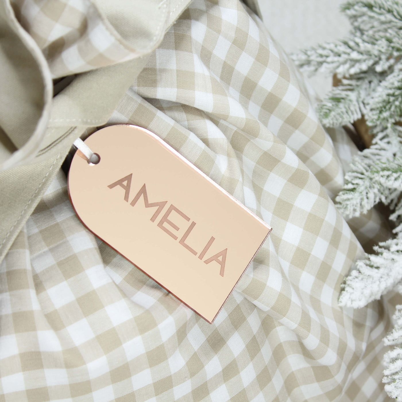 Santa Sack - Black Gingham - Tag