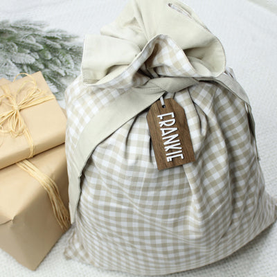 Santa Sack - Black Gingham - Tag