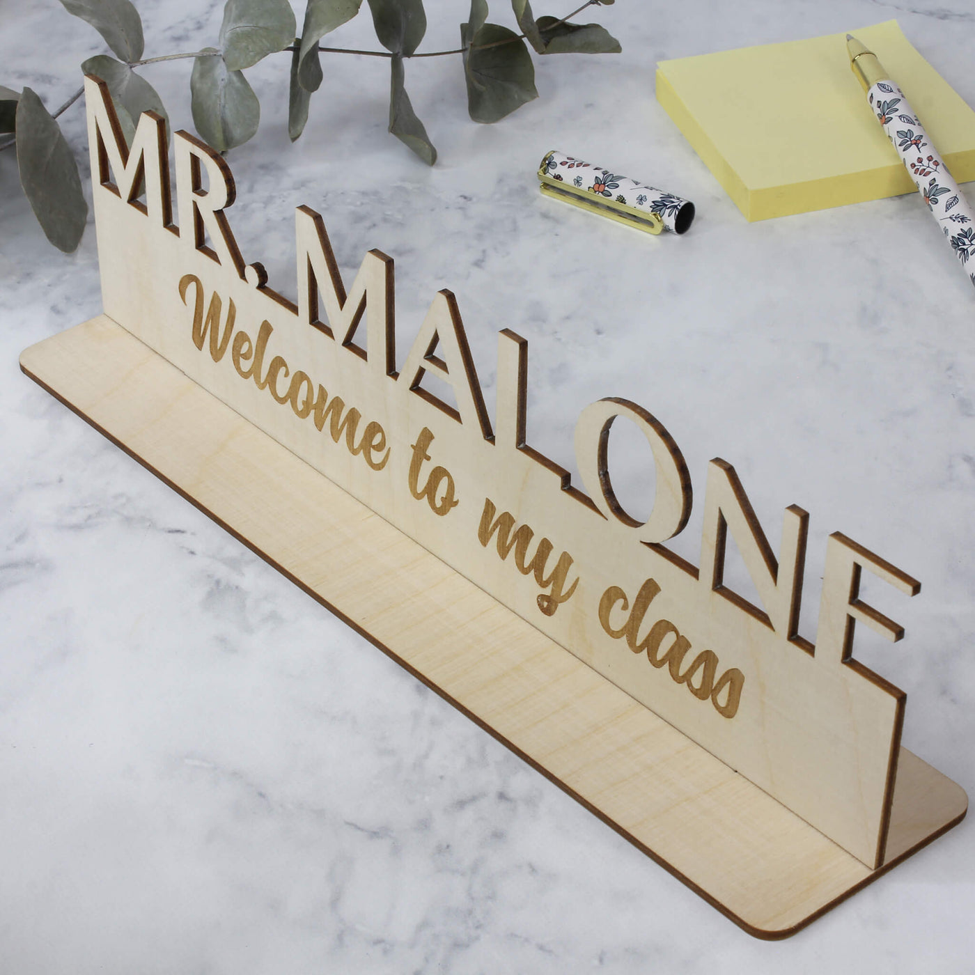 Dsk Sign Teacher Desk Sign | Wooden Desk Sign – Meridian Etch