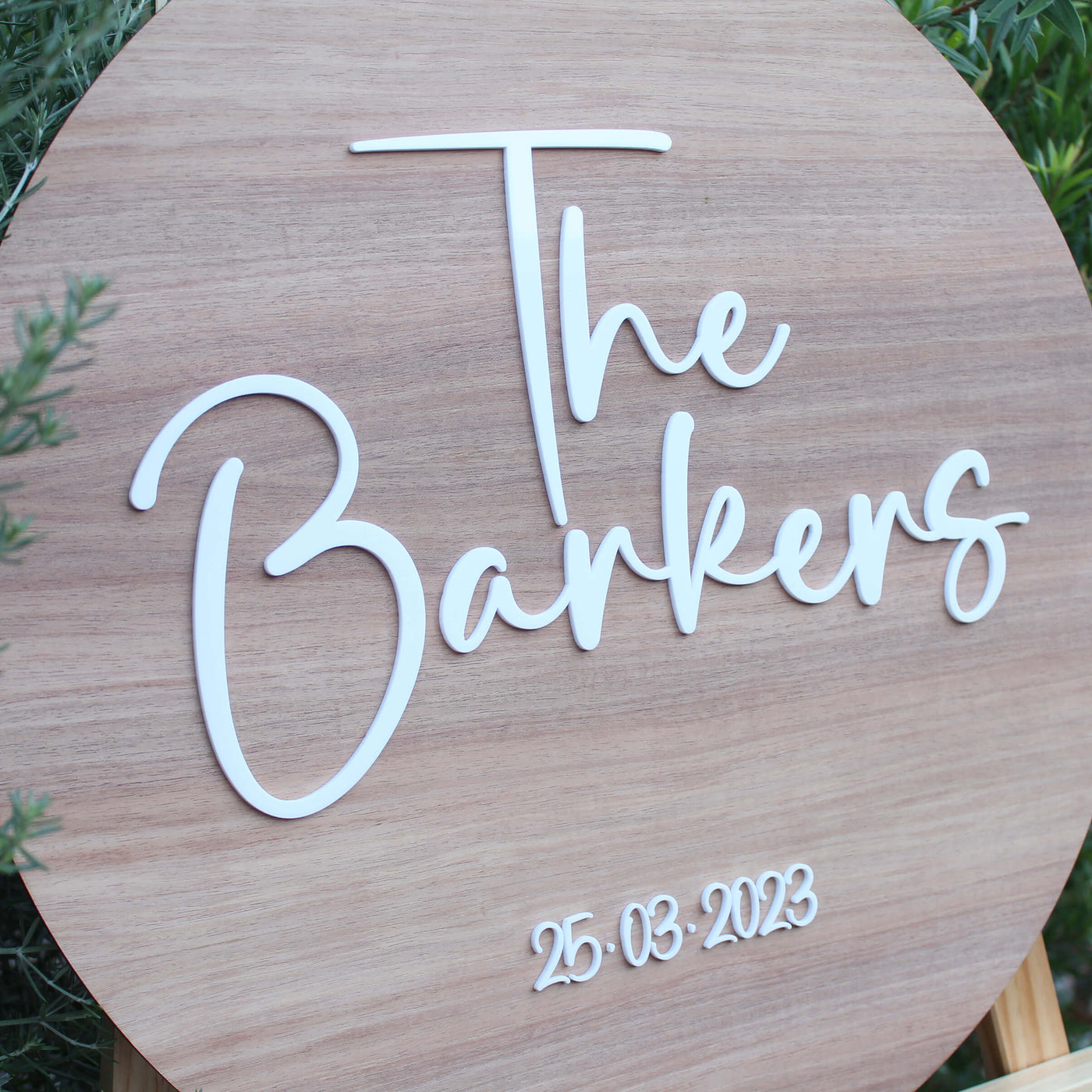 timber wedding sign