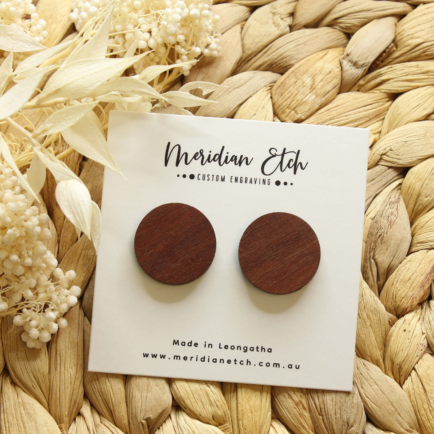 Medium Wooden Stud Earrings