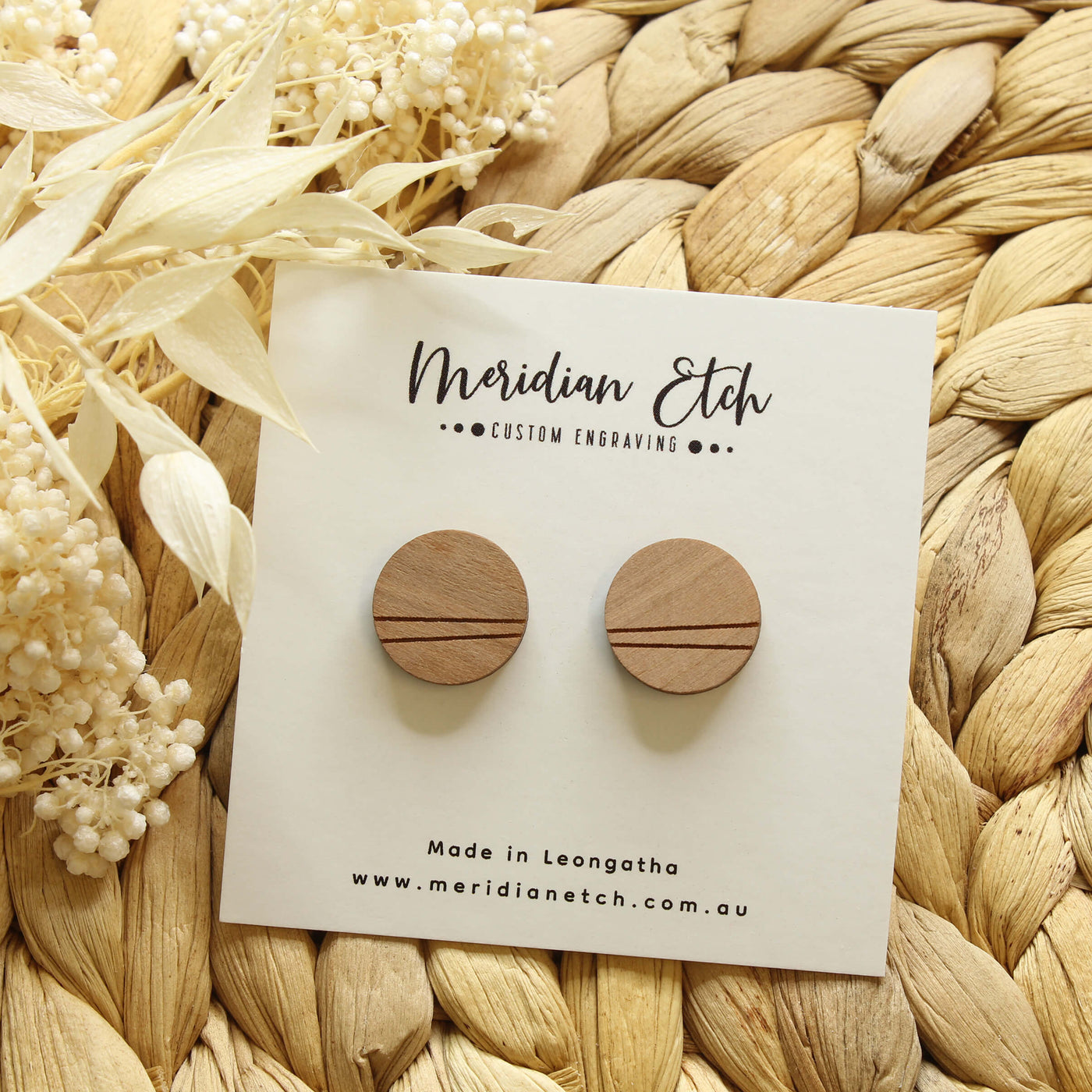 Medium Wooden Stud Earrings