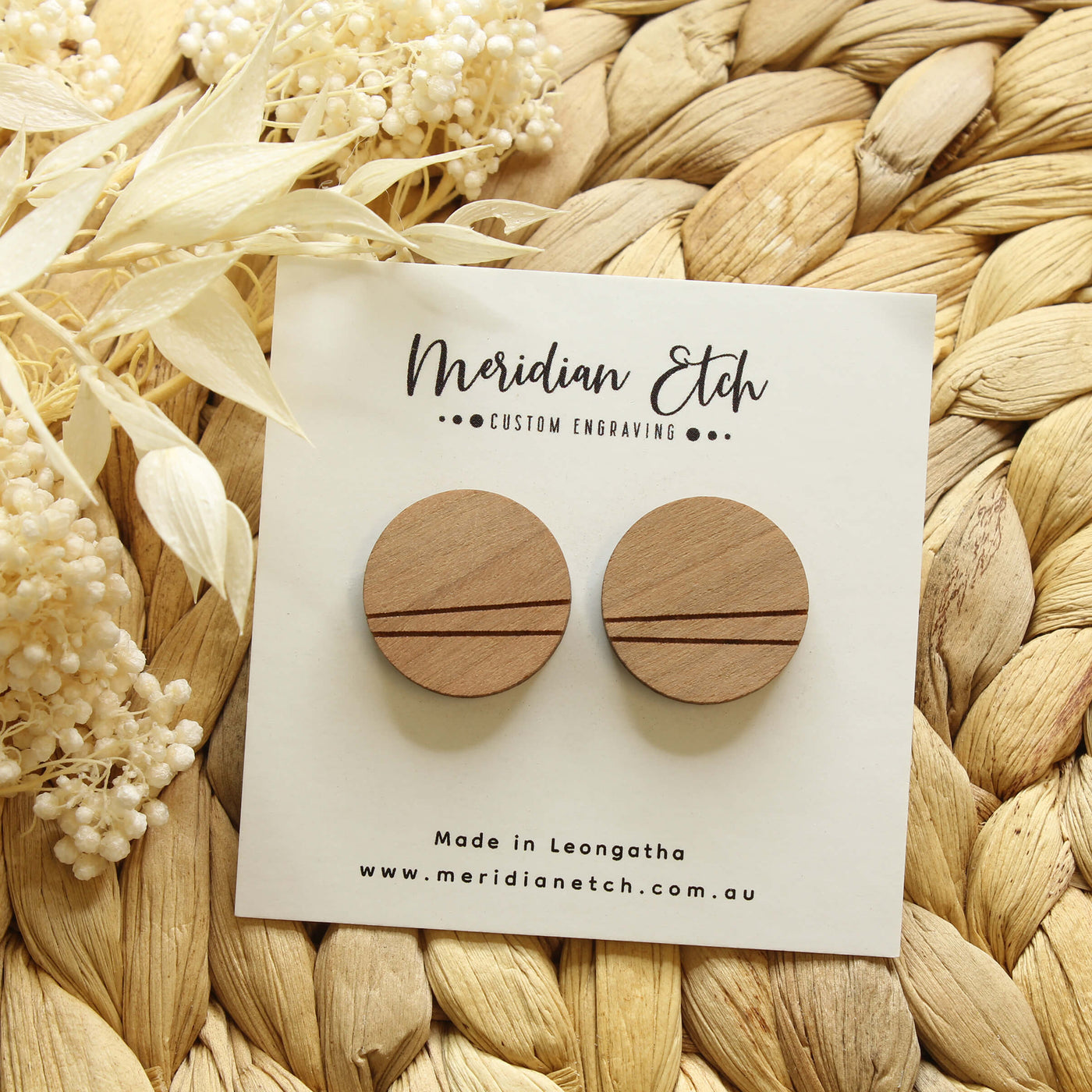 Large Wooden Stud Earrings