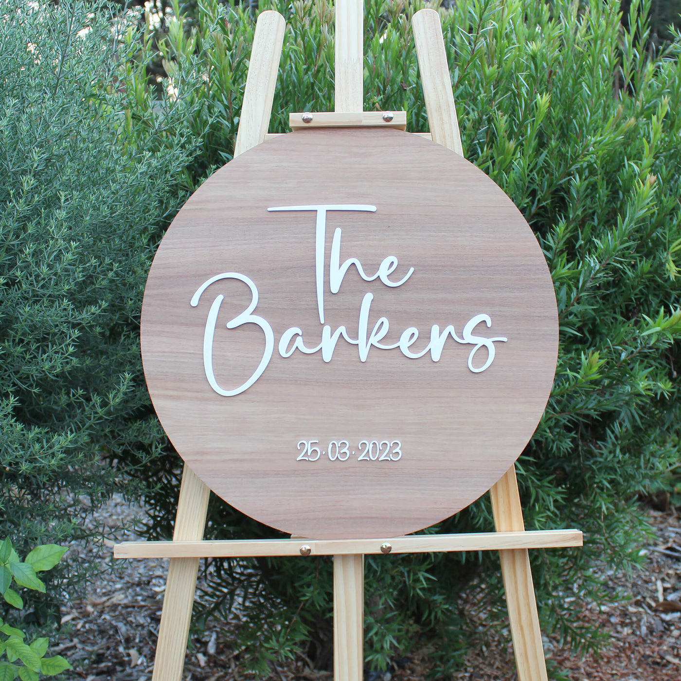 wooden wedding signage