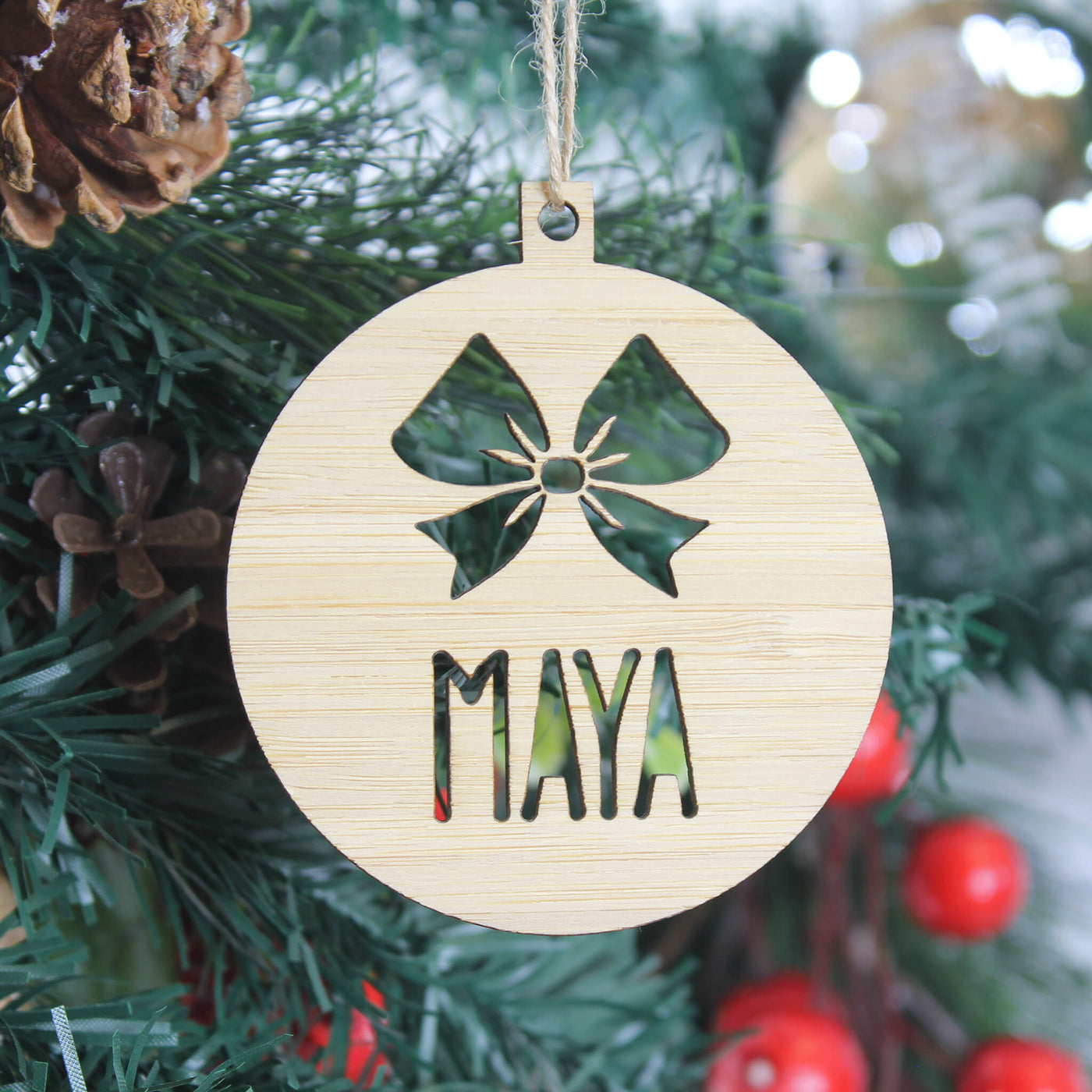 Wooden Xmas Decorations Meridian Etch