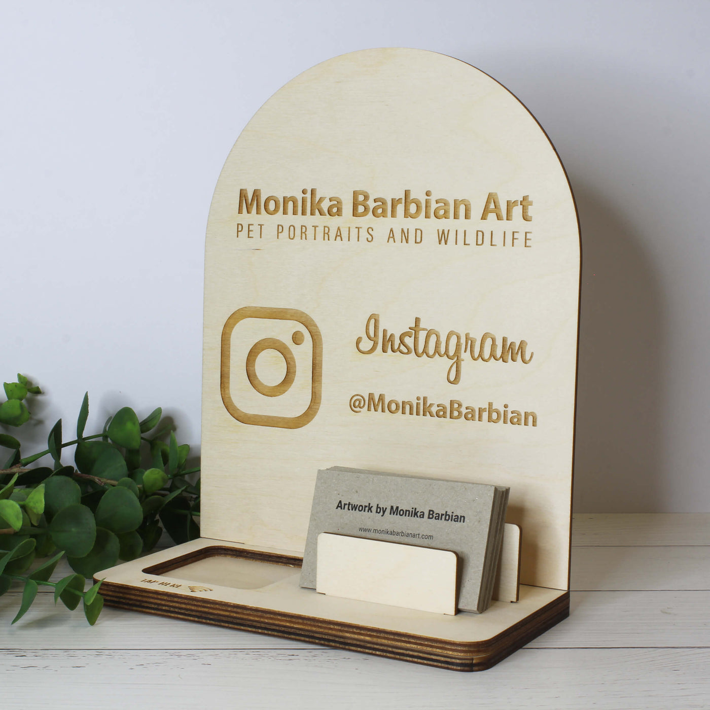 Wooden Square Reader Dock With Business Card Holder – Meridian Etch