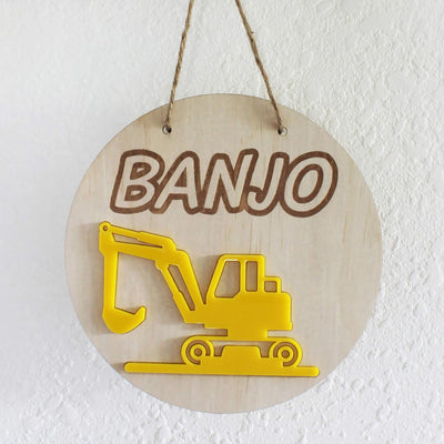 Personalised kids digger name plaque