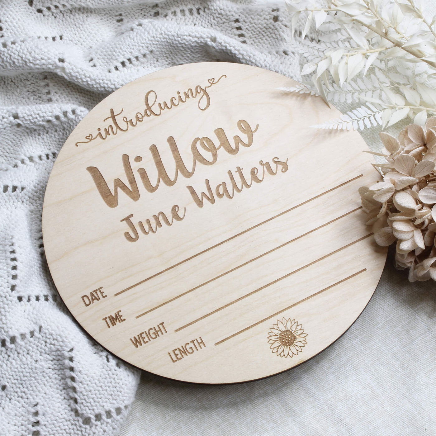 Personalised wooden birth plaque