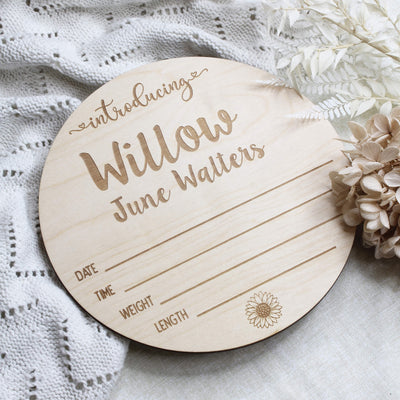 Personalised wooden birth plaque