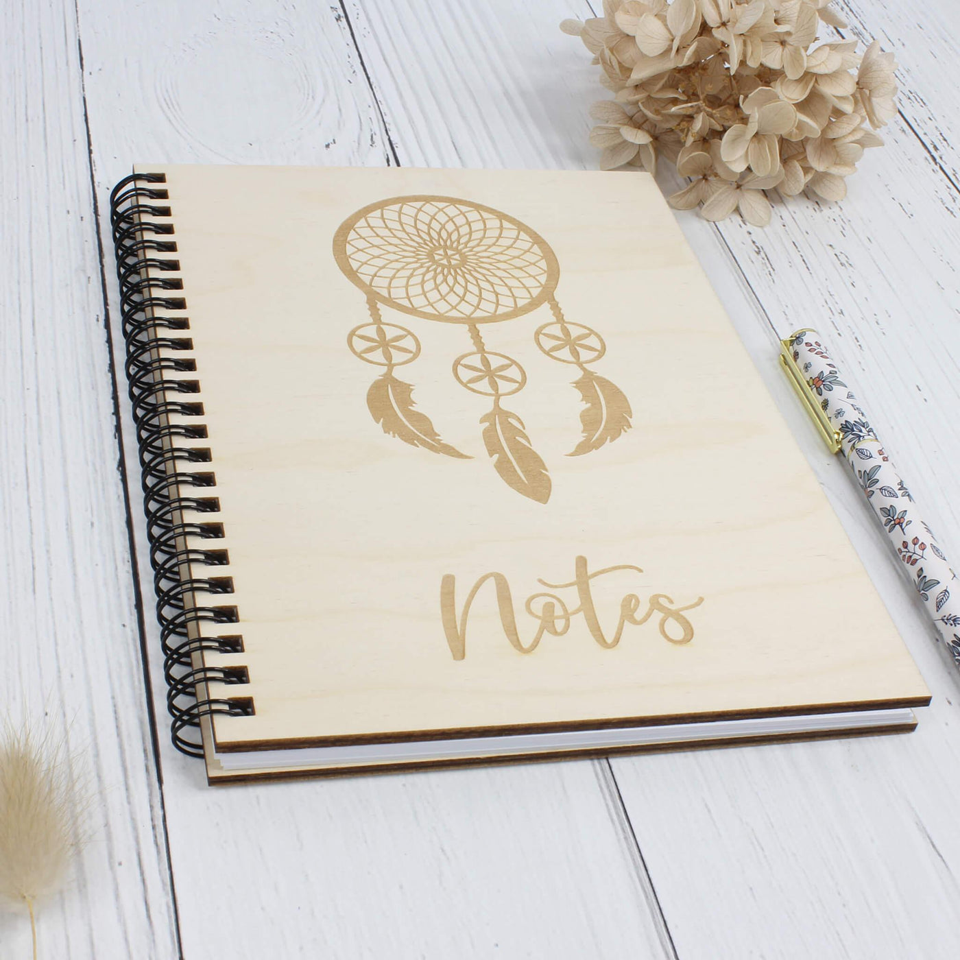 Personalised Wooden Notebook - Dreamcatcher