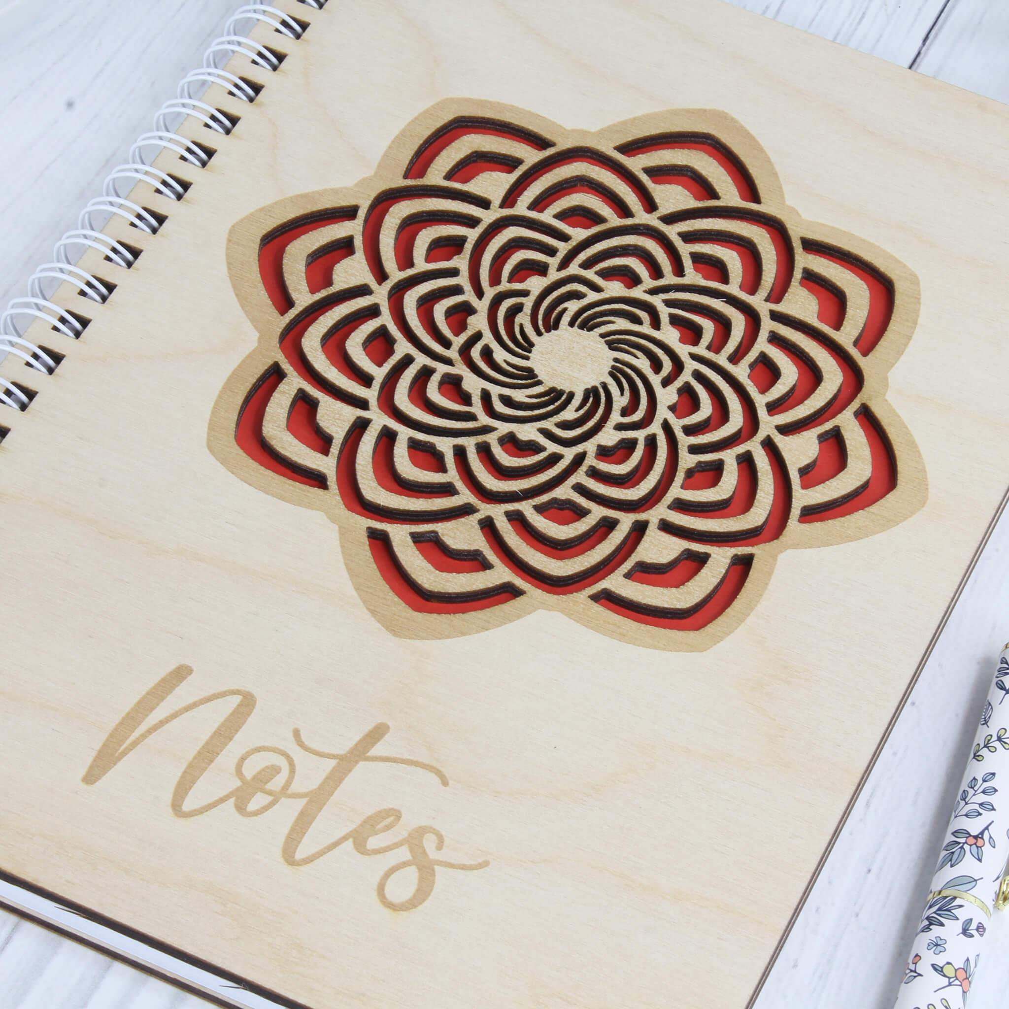 Personalised Wooden Notebook - Mandala – Meridian Etch