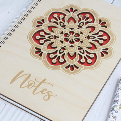 Personalised wooden mandala notebook