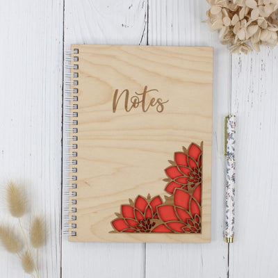 Personalised wooden laser engraved mandala notebook