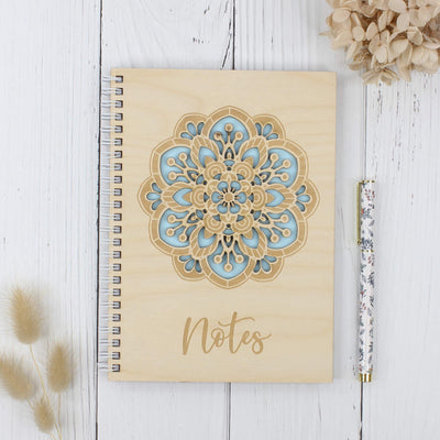 Personalised wooden mandala notebook