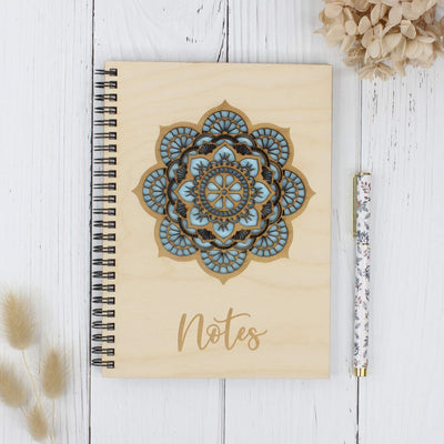 Personalised wooden mandala notebook