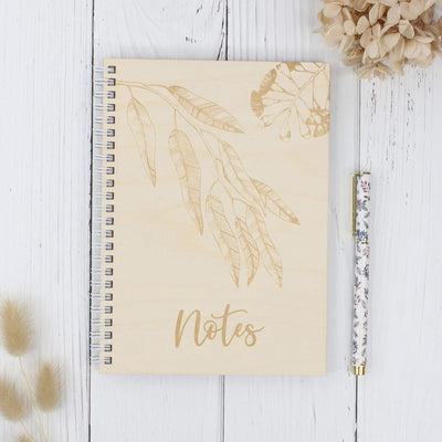 Personalised wooden notebook native flora gum