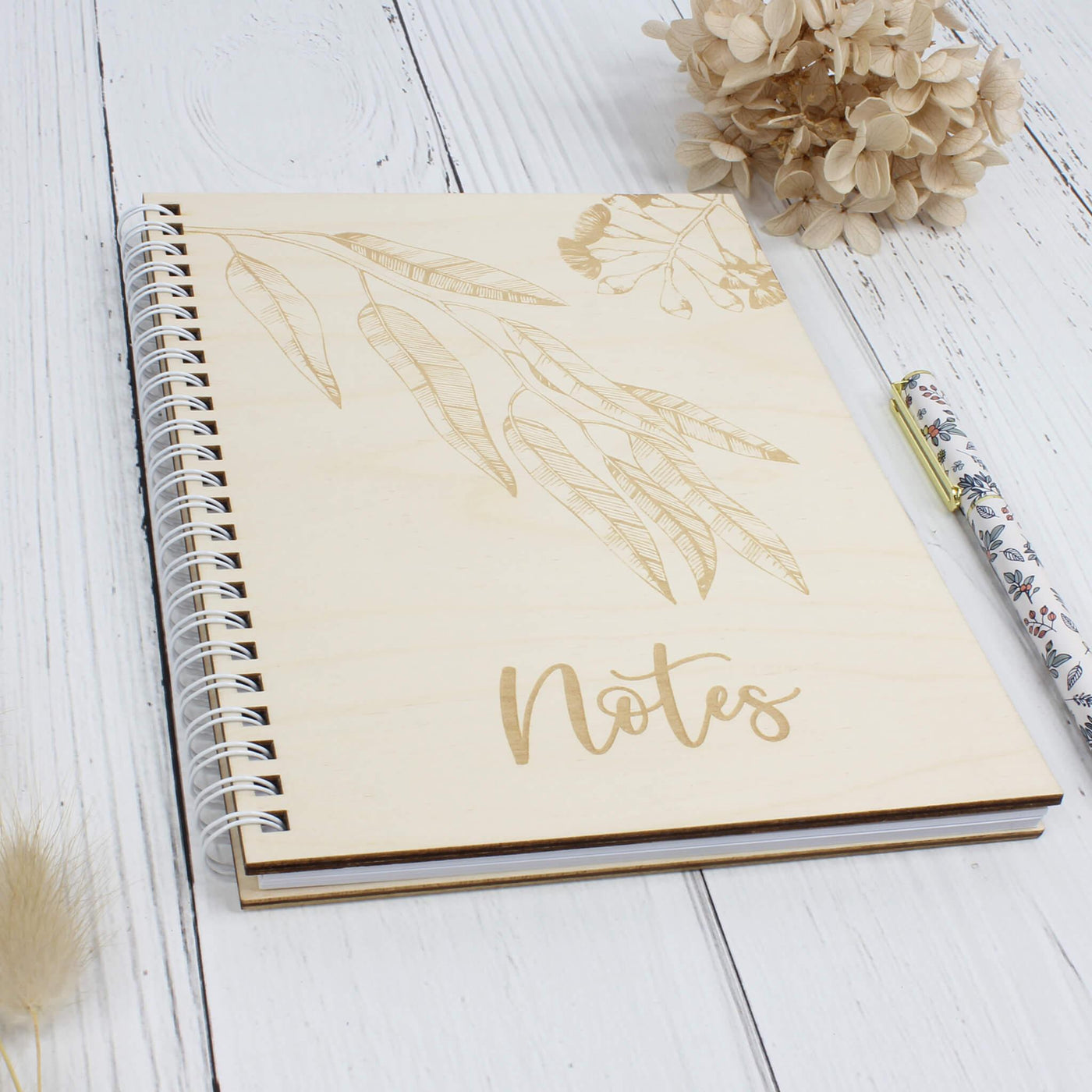 Personalised wooden notebook native flora gum