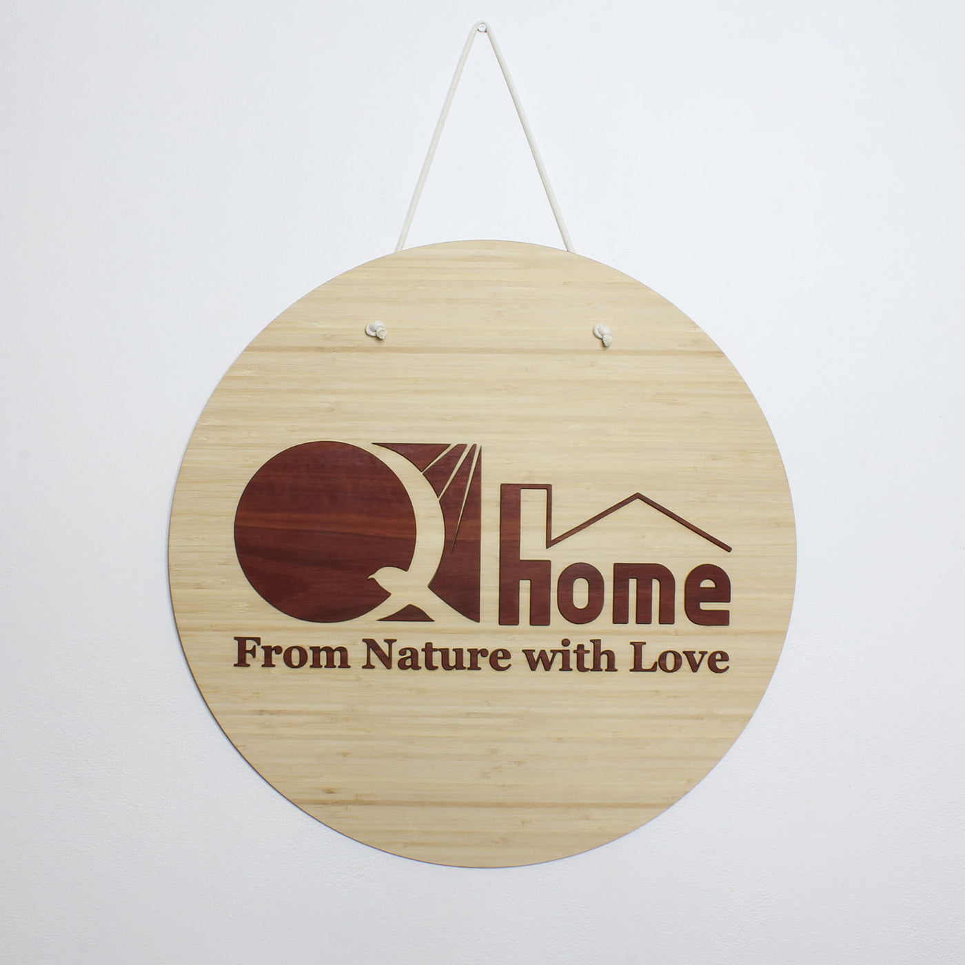 Round wooden business sign