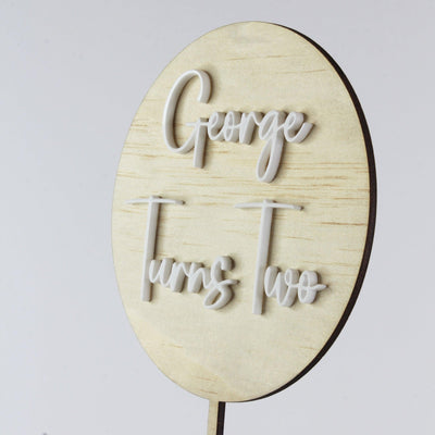 Personalised Round Wooden Cake Topper
