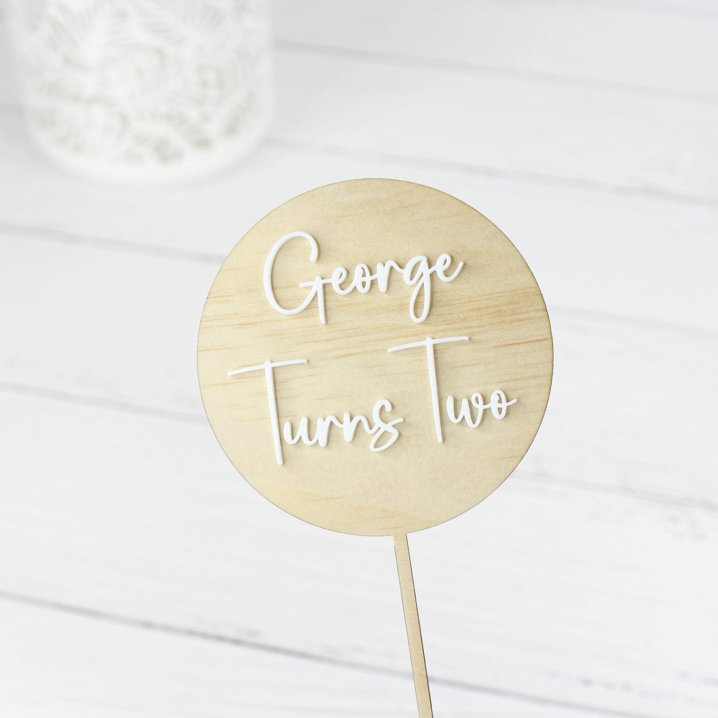 Personalised Round Wooden Cake Topper