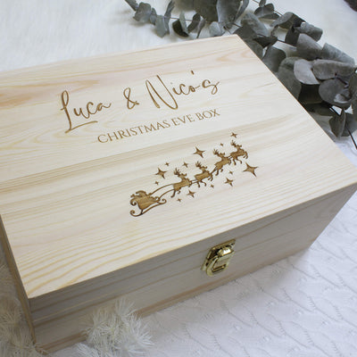 personalised christmas eve box wooden