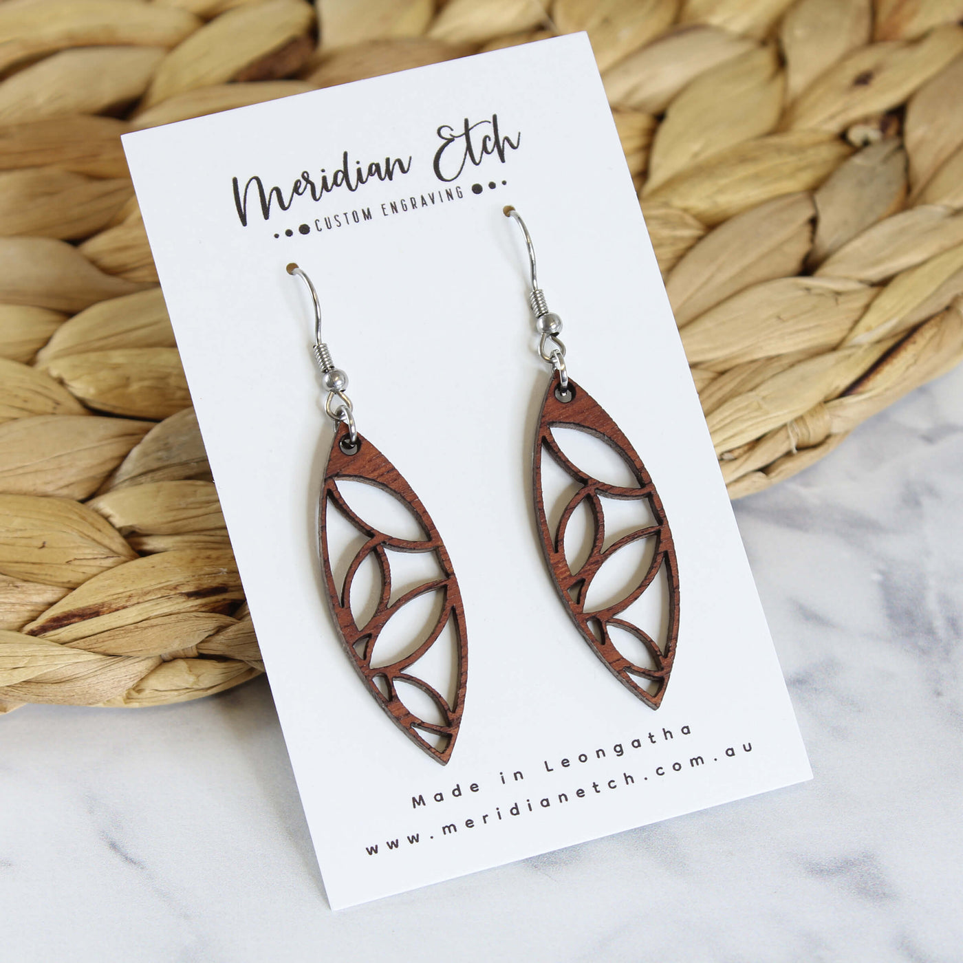 Wooden earrings with petals