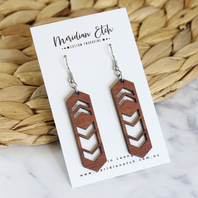 Long wooden dangle earrings